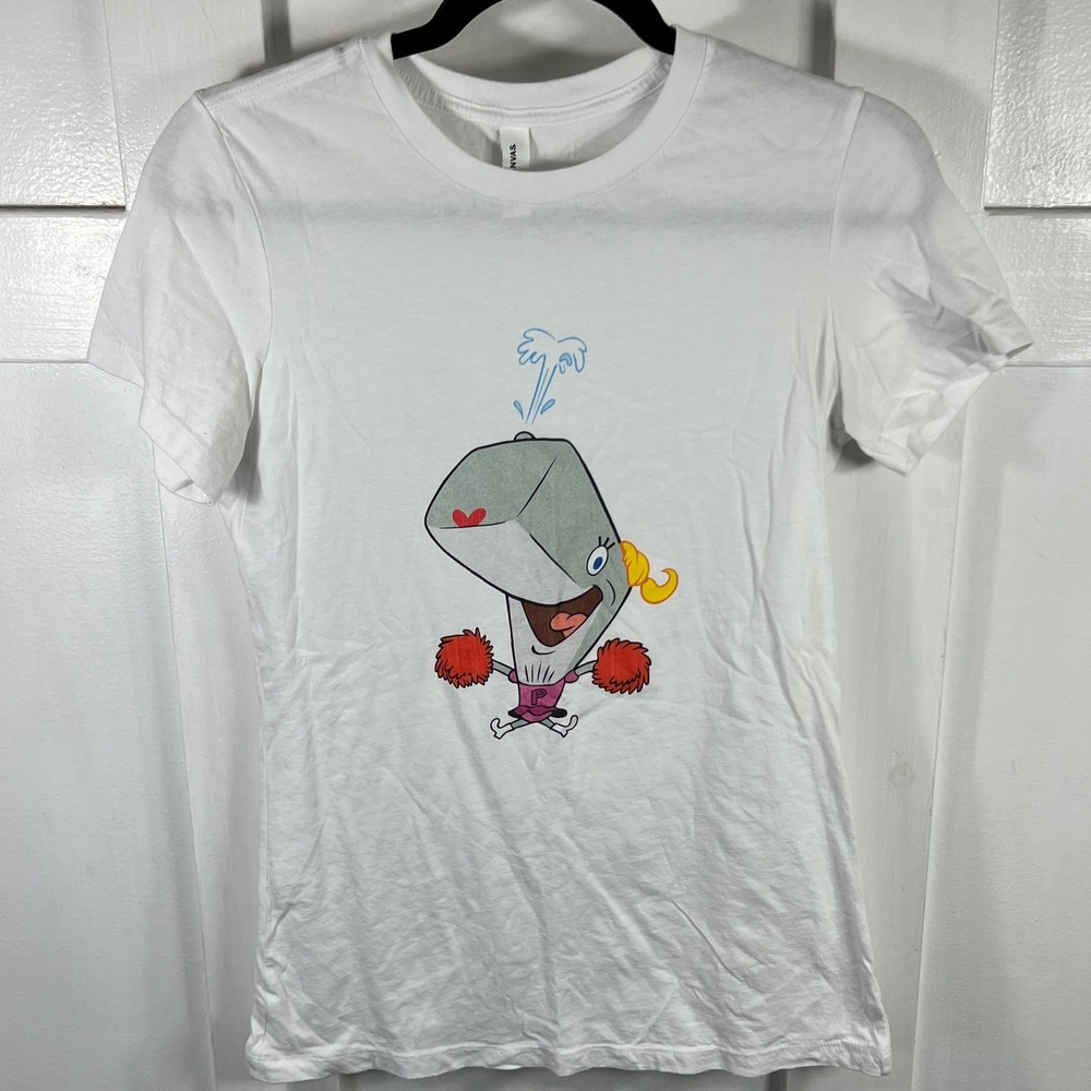 Bella Canvas SpongeBob Pearl Krabs Cheerleader Graphic Tee White Large
